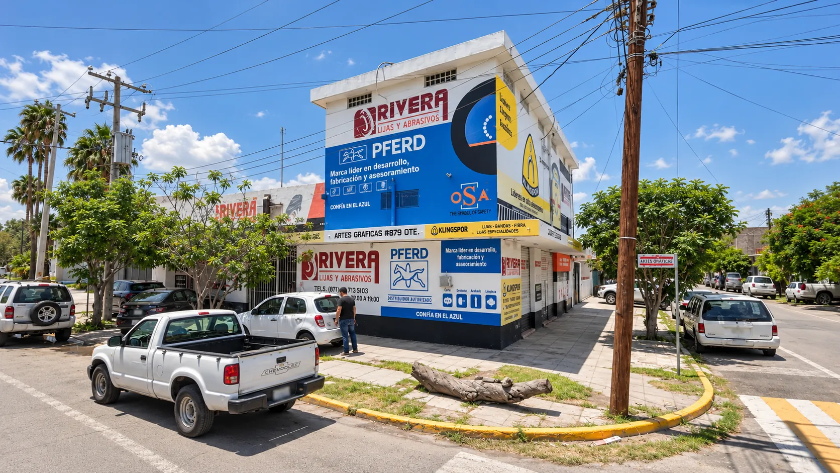 Fachada de Lijas y Abrasivos Rivera en Av. Artes Gráficas 879 Ote., Torreón, Coahuila