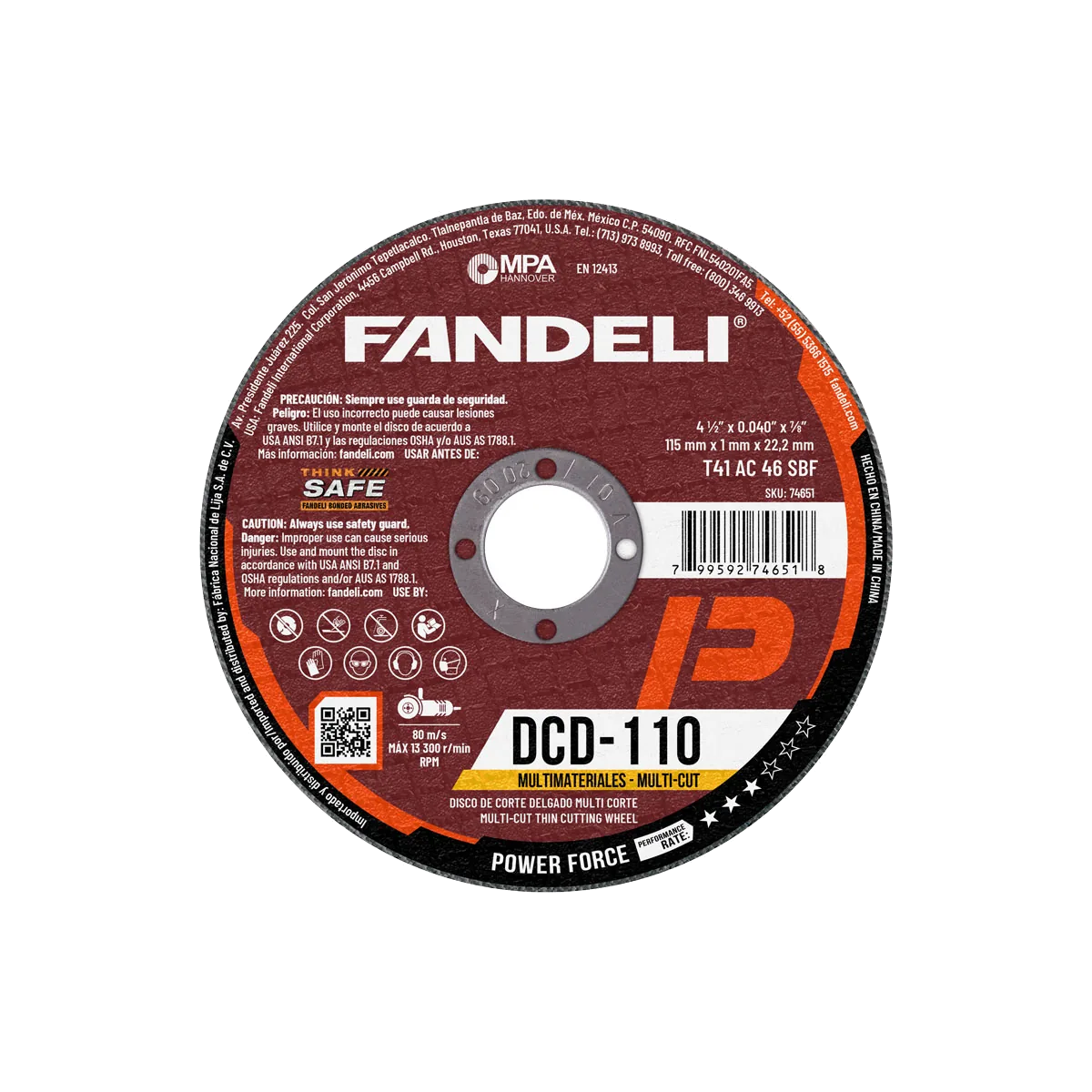 Disco 4-1/2" Fandeli Pro DCD-110